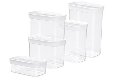 Trockenvorratsdose "Optima" 5er Set Kunststoff transparent / weiß