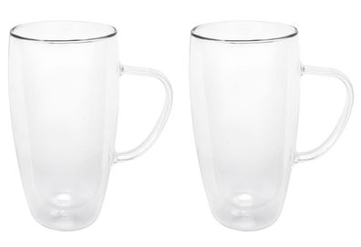 Latte Macchiato- / Cappuccinoglas "Duo" 2er Set Borosilikat Glas 400 ml, 13,3x9,1x