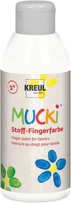 KREUL 28401 - Mucki leuchtkräftige Stoff - Fingerfarbe, 250 ml in weiß, auf Wasserbas