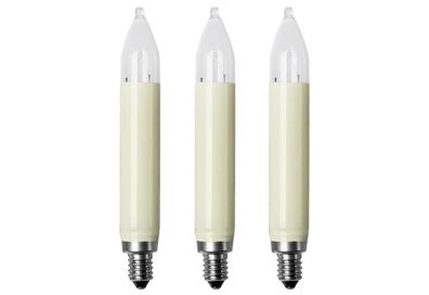 Schaftkerze E10 12V / 3W 3er Pack Ø 1,5 cm, 13,3 cm elfenbein / warmweiß