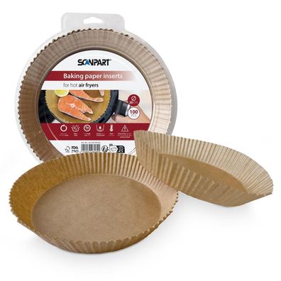 Heissluftfritteusen Backpapier-Einlagen Papier Ø 20 cm braun