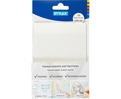 Transparente Haftnotizen 50 Blatt DÍN A6 Kunststoff beschreibbar zum markieren