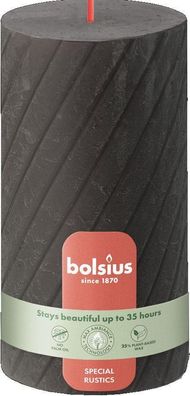 Stumpenkerze "Rustik Twisted Ribbed" Ø 6,8 cm, 13 cm Stürmisches Grau