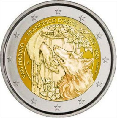 2 euro 2026 San Marino Assisi - 2 euro 2026 San Marino Assisi im Folder- VVK