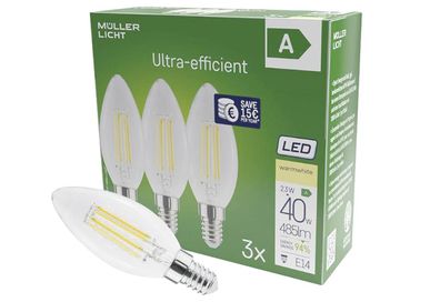 LED Kerze 485lm 2,2W E14 2700K 3er Set