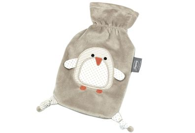 Wärmflasche "Pinguin" Polyester 800 ml beige