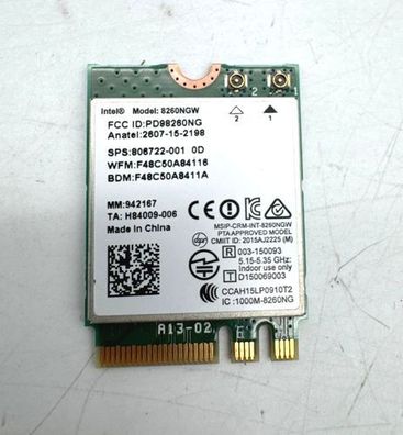 Fujitsu LifeBook E546 E554 E744 E754 WLAN & Bluetooth Karte 8260NGW 806722-001
