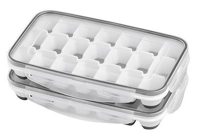 Eiswürfelform 2er Set mit Deckel Polypropylen / Gummi (TPR) 25x15x4 cm weiß / grau