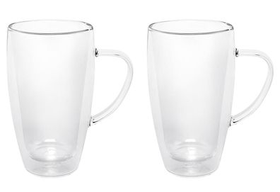 Kaffee- u. Teeglas "Duo" 2er Set Borosilikat Glas 295 ml, 12x8,4x12 cm