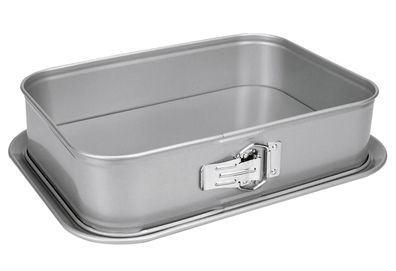Springform rechteckig "we love baking" Metall 33x23x7 cm silberfarben matt