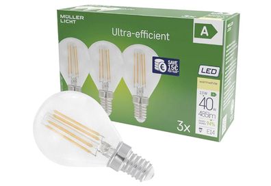 LED Tropfen 485lm 2,2W E14 2700K 3er Set
