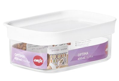 Trockenvorratsdose "Optima" Kunststoff 450 ml rechteckig transparent / weiß