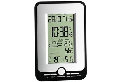 Digitale Funk-Wetterstation "Multy" 11,8x2,9x18 cm silberfarben / schwarz
