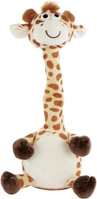Idena 40362 - Plappertier Giraffe, ca. 32 cm, Plüschtier spricht alles in witziger St