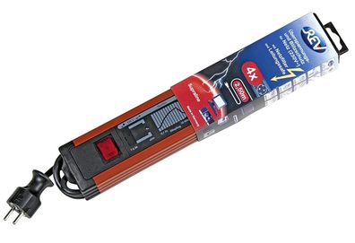 Steckdosenleiste "Supraline" 4-fach 2,6m schwarz / rot