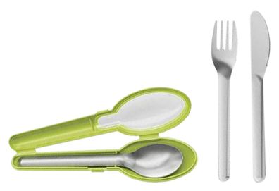 Besteck-Set "Clip & Go" 3-teilig Edelstahl | Polypropylen 18,7x5x2,6 cm grün