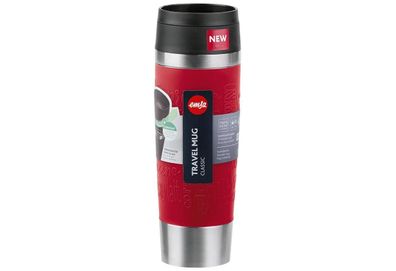 Thermobecher "Travel Mug Classic" Edelstahl / Silikon 0,5 l Ø 8 cm dunkelrot