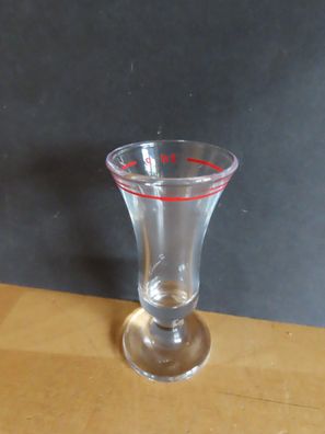 Schnapsglas Glas klar mit kurzem Fuß 2cl p roter Strich