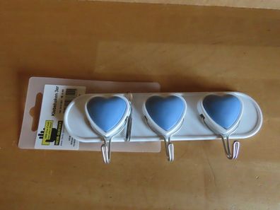 Hakenleiste mit drei blauen Herzen ca. 17,5 cm lang Heib-Service