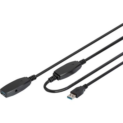 Digitus USB 3.0 Aktives Verlängerungskabel, 15m, sw