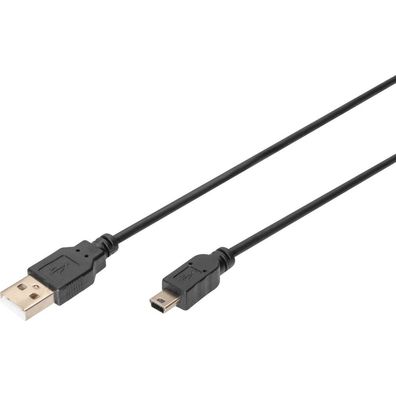 Digitus USB 2.0 Anschlusskabel Typ A -mini B, St/St 1.0m, sw