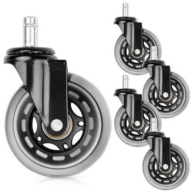 Stuhlrollen aus Gummi, 7,5 cm / 11 mm, 5 Stück