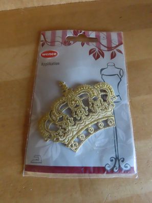 Aufnäher Applikation Krone goldfarben ca. 8cm Wenco