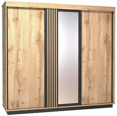 Kleiderschrank Lamelo LA19 Schrank 3 türiger Schwebetürenschrank 2 Kleiderstangen