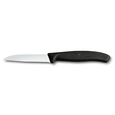 Swiss Classic, Gemüsemesser, 8cm, Wellen, schwarz