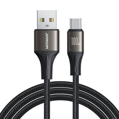 Joyroom Light-Speed Serie S-A25 USB-A/USB-C Schnellladekabel, 100W, 1.2m, Schwar