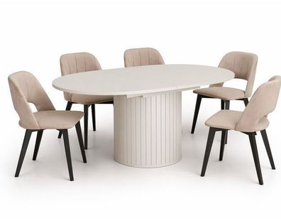 Ausziehbarer Tisch 120 - 160 cm ZANTE mit 6 Stühlen - Kachmir