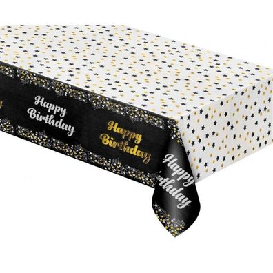 Geburtstag B&C Black Schwarze Happy Birthday Folientischdecke 137x183 cm