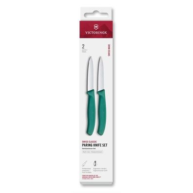 Swiss Classic, Gemüsemesser Set, 2tlg, 8cm, gerade/Wellen, rün