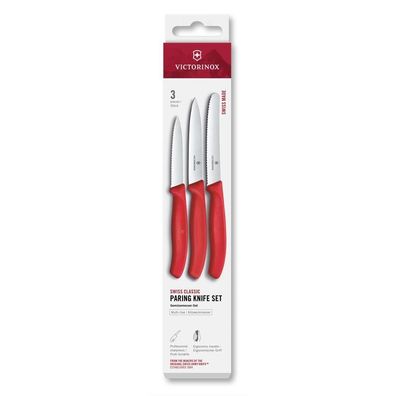 Swiss Classic, Gemüsemesser Set, 3tlg, gerade/Wellen, rot, Box