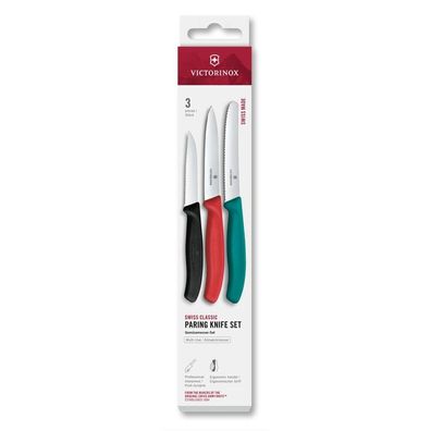 Swiss Classic, Gemüsem. Set, 3tlg, gerade/Wellen, rün/rot/schwarz