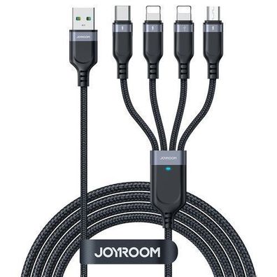 Joyroom 4-in-1 Multifunktionskabel 1,2m, USB-A auf USB-C/Lightning/microUSB, Sch