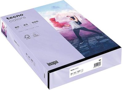 inapa farbiges Druckerpapier buntes Papier tecno Colors: 80 g/m², A3, 500 Blatt, viol