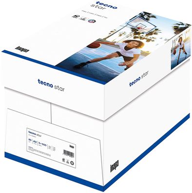 inapa Drucker-/Kopierpapier tecno Star: 80 g/m², A3, 2.500 Blatt (5x500), weiß – Allr