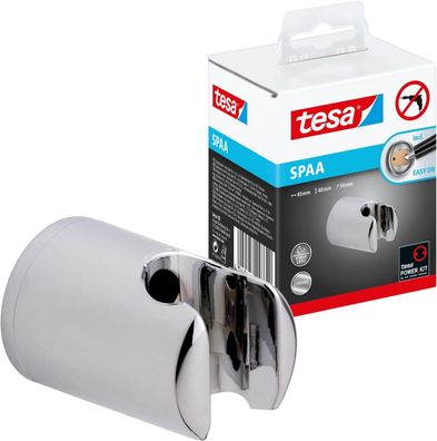 tesa SPAA Duschkopfhalterung, verchromt, garantiert rostfrei, Wandmontage ohne Bohren