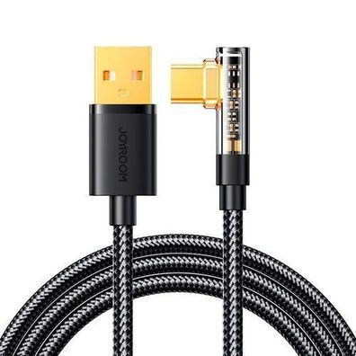 Joyroom Gaming USB-C/USB-A Kabel 3A, 1,2m, Schwarz, Winkelverbindung