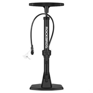 Fahrradpumpe mit 11-bar-Manometer, Standpumpe - schwarz