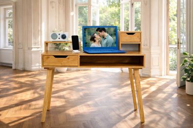 Schreibtisch Wildeiche teilmassiv Sekretär 105x55x99 #2678