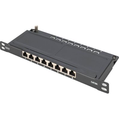 Digitus Cat.6A Slim Patch Panel, gesch.,8-Port, 0,5 HE, 10