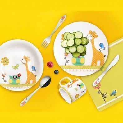 Kinderbesteck aus Stahl, Giraffe, 3-teilig