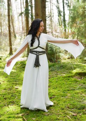 Elegantes Kleid Elira mit langen Ärmeln, natur