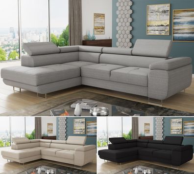 Ecksofa Caris Schlaffunktion CORD STOFF, bettkasten, bettsofa, Wohnlandschaft, Couch