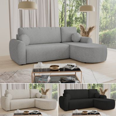 Ecksofa Jazz mit Schlaffunktion und Bettkasten - Bouclé-Stoff - Polstersofa Couch