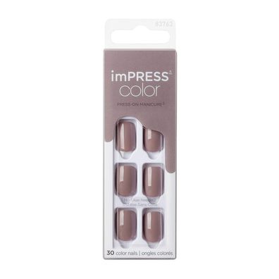 Kiss My Face KISS imPRESS Color Press-On Nails Gel Nail Kit Short Length Taupe Prize