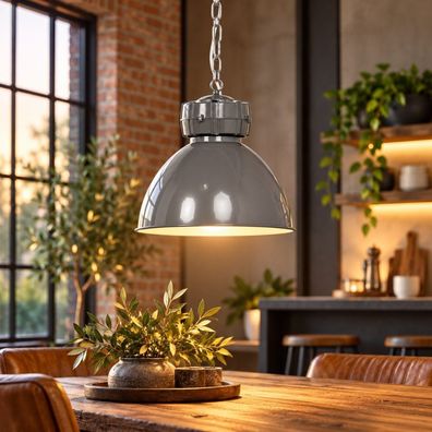 Hängeleuchte BJÖRN D47cm Grau Weiß Industrial Design Pendelleuchte Lampe Metall