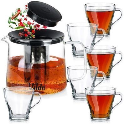 Kaffee- und Teegläser mit Kanne und Teesieb 250 ml / 1,5 l, 7 Stück
